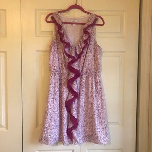 Sleeveless white & magenta dress from Loft